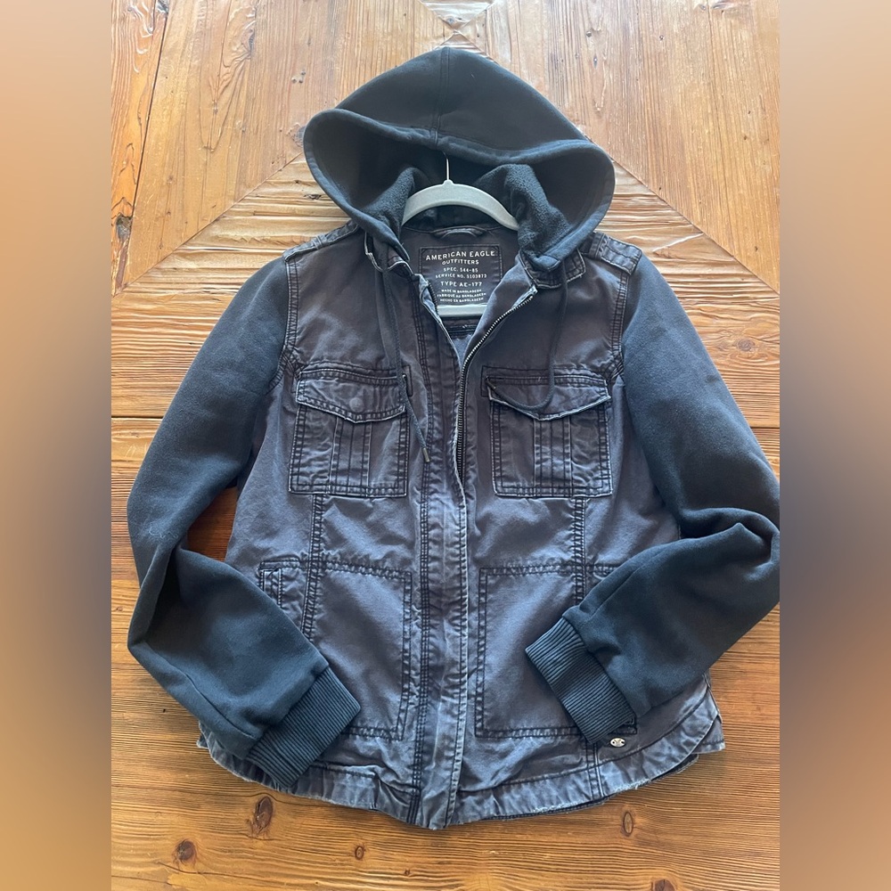 American Eagle Womens’s Stonewashed Black Cotton Jacket (S)